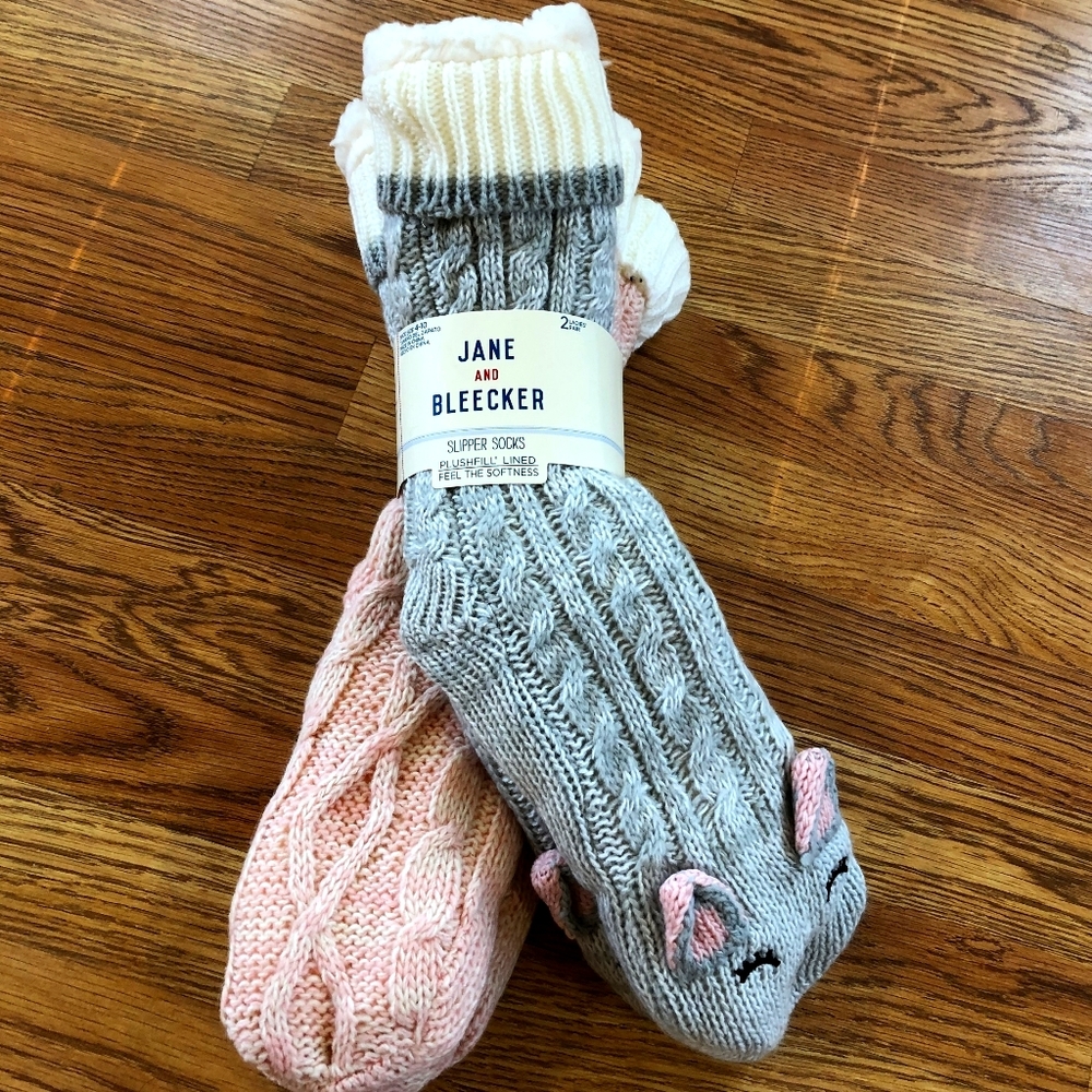 Jane and Bleecker Cozy Slipper Socks 2 Pack